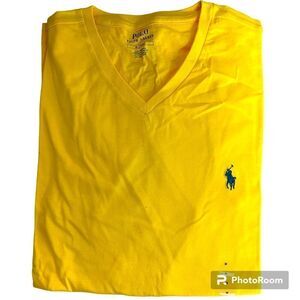 POLO RALPH LAUREN V-neck T-shirt In Yellow NEW